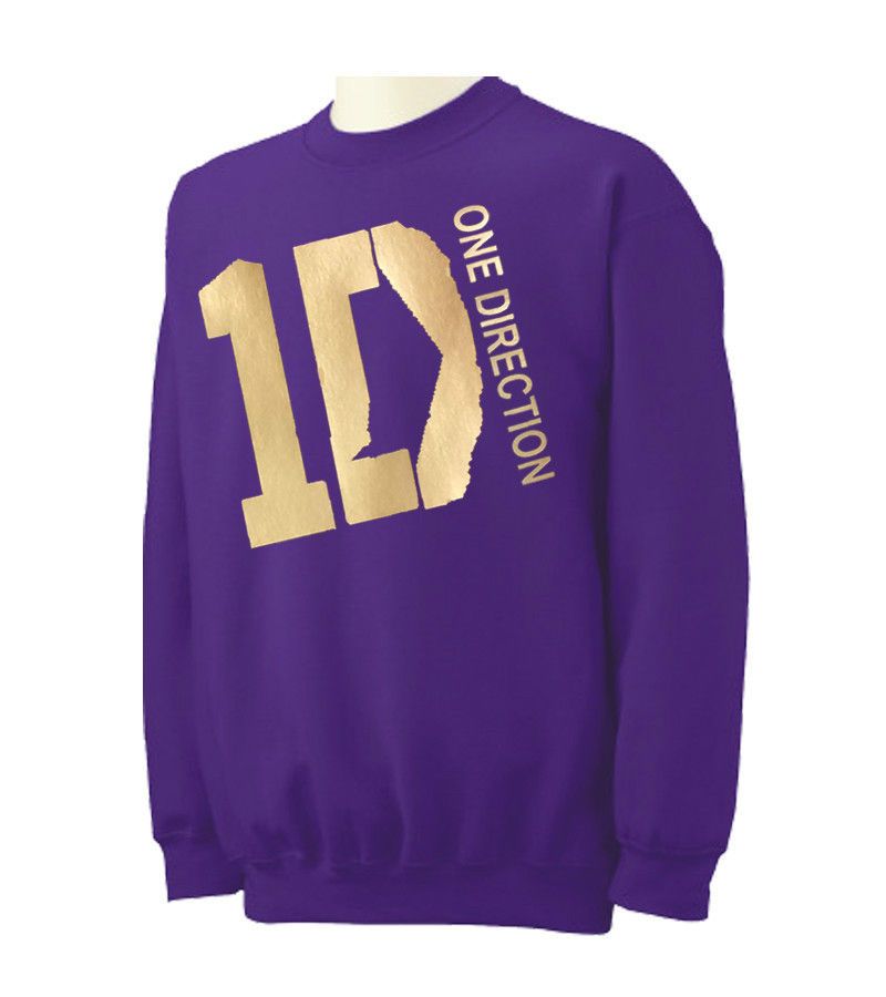 ONE DIRECTION Gold Logo Crewneck Sweatershirt 1D Boys Band Fan zayn