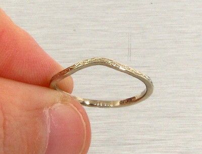 Estate 14k White Gold Wedding Band Ring Guard Wrap