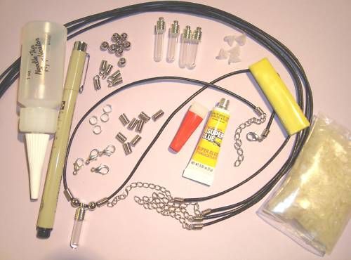 Name on Rice leather necklace kit, rice vials oil pen