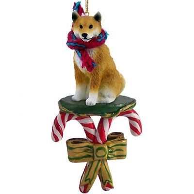 NEW SHIBA INU DOG CHRISTMAS CANDY CANE ORNAMENT FIGURINE STATUE