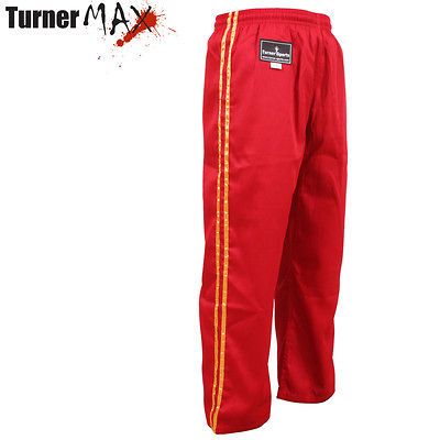 Martial arts Karate kung fu kick boxing Training pant Red Gold Stripe