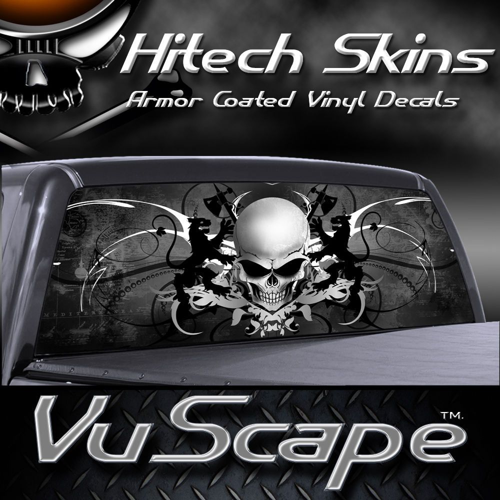 Vuscape Truck Rear Window Graphic   SKULL CREST
