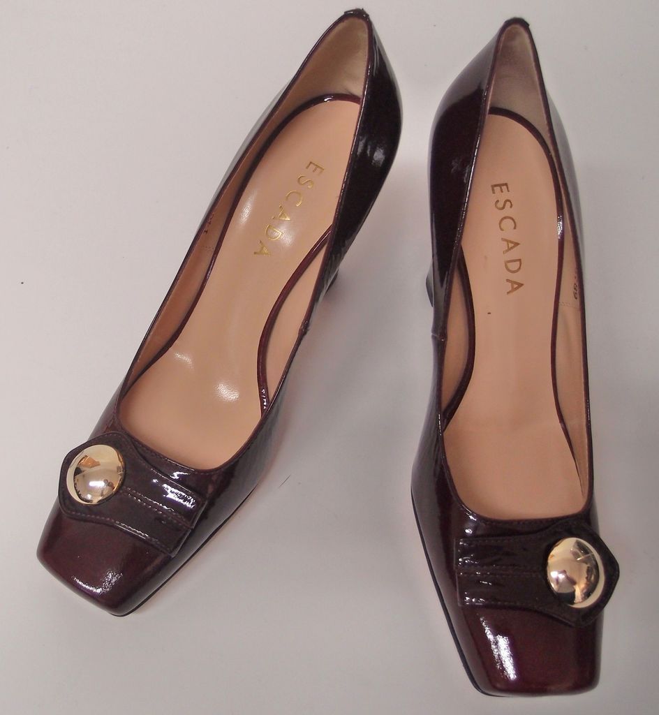 NEW ESCADA BURGUNDY PATENT LEATHER W/DETAIL SHOES US 10 / EU 40