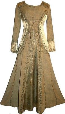 430628 3X Olive Sand WEDDING EVENING VAMPIRE COSTUME RENAISSANCE DRESS