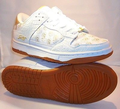 FUBU FASHION SNEAKER White and GOLD DESIGNS STYLISH SHOE SIZES 7.5 9