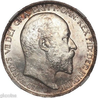 Great Britain 1902 King Edward VII Silver Currency Set Superb UNC NGC