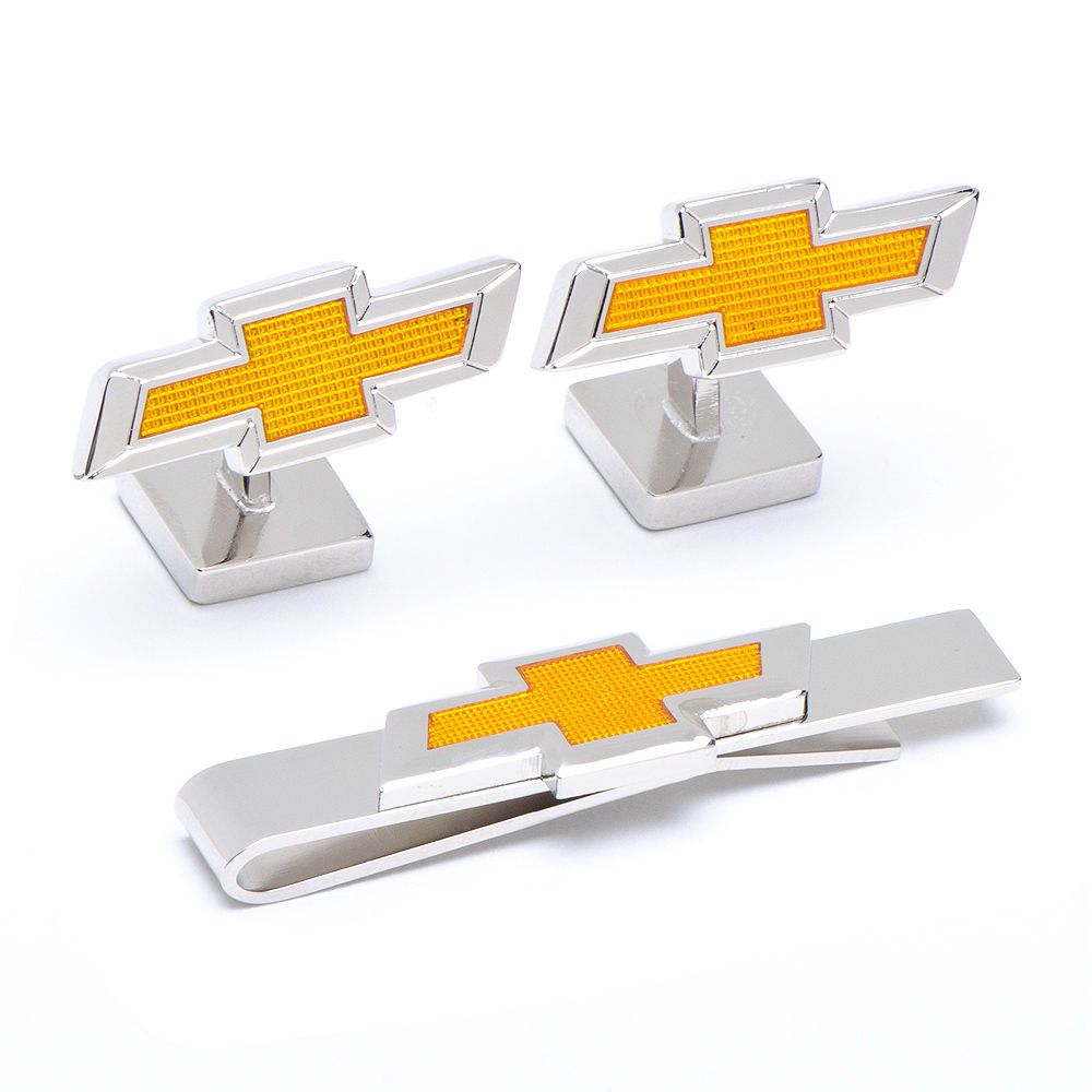 Chevrolet Bowtie Cufflinks and Tie Bar Gift Set NIB 