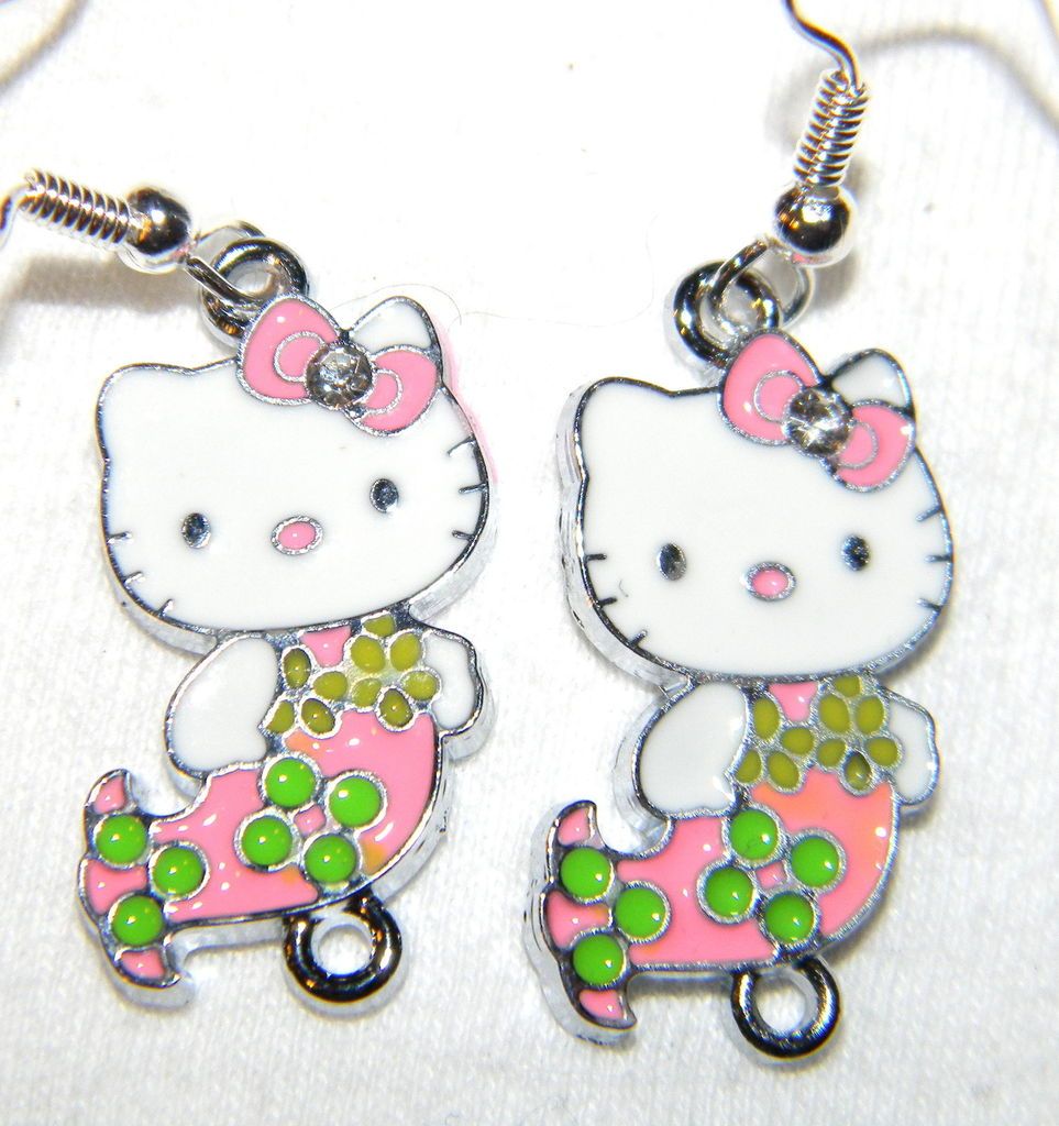 2709 Mystic Hello Kitty Mermaid Charm w/Lime Green & Pink Tail Dangle