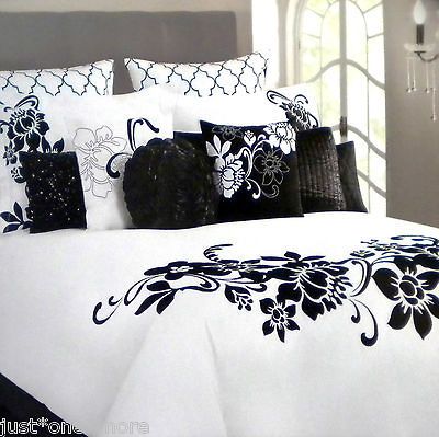 HILLCREST *3pc EMBROIDERED FULL QUEEN DUVET COVER & SHAMS SET FLORAL