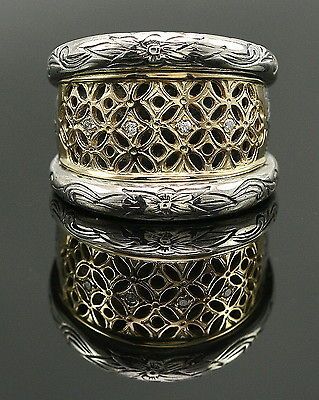 DESIGNER KONSTANTINO K YG AND STERLING SILVER FILIGREE FASHION RING