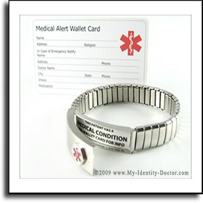 STAINLESS STEEL MENS/ WOMENS MEDICAL ALERT ID BRACELET 678 free