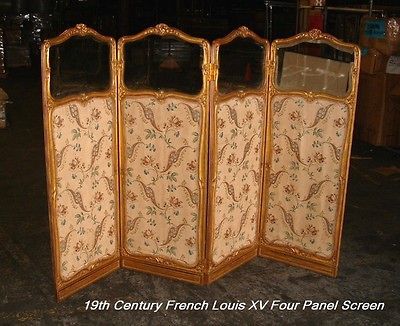 19th C.French Gilt 4 Panel Dressing Screen Room Divider