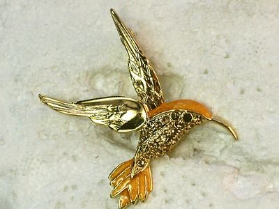 Newly listed YELLOW RHINESTONE CRYSTAL HUMMINGBIRD PIN BROOCH H176