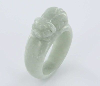 Estate Pig Carved Jade Mens Cocktail Ring Band Fine Farm Animal