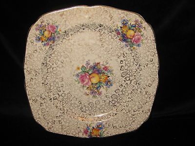 Vintage H&K Tunstall England 12 in. CAKE PLATE DECO FLORAL DAISY