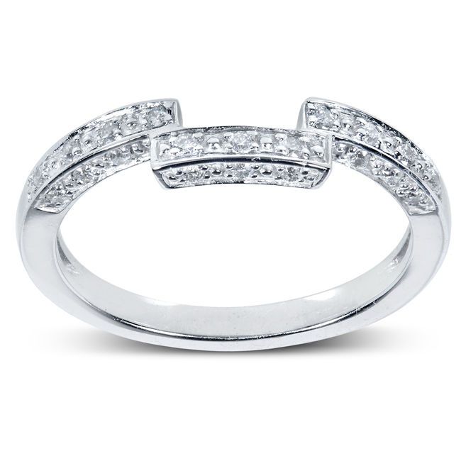 14k White Gold 1/6ct TDW Diamond Curved Wedding Band