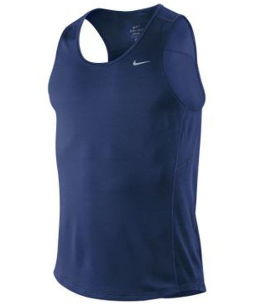 Nike Mens Dri Fit Athletic Miler Singlet Blue Gym Sport Training