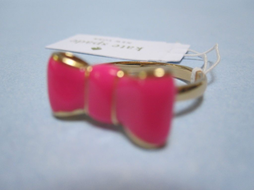 KATE SPADE TAKE A BOW HOT PINK / GOLD BOW RING SIZE 6, 7 OR 8  NWT