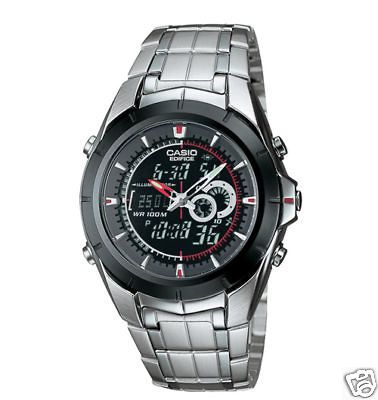 Casio Mens Combo Silvertone Watch, 100 Meter WR, Low Ship, EFA119BK