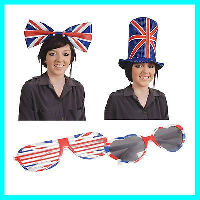 Union Jack Olympics Jubilee Unisex Fancy Dress Glasses Top Hat Or Bow