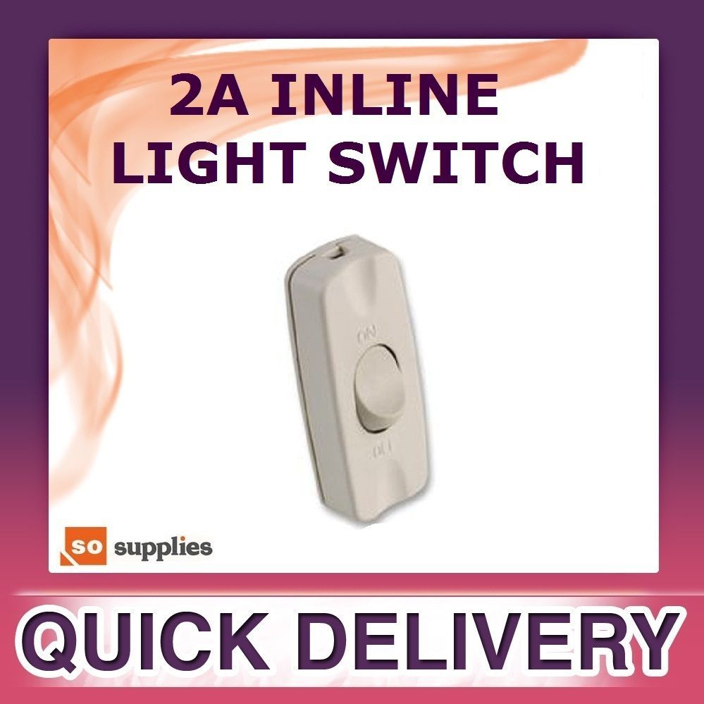 IN LINE LIGHT SWITCH TABLE LAMP 2A WHITE TORPEDO ROCKER LIGHTING