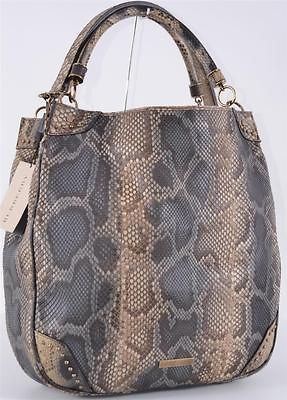 NWT BURBERRY $9,000 DEGRADE BROWN PYTHON SNAKE SKIN STUDDED HOBO PURSE