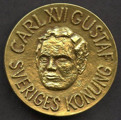 SWEDEN, CARL XVI GUSTAF, 18K HUGE GOLD MEDAL, APRIL 1976, RARE