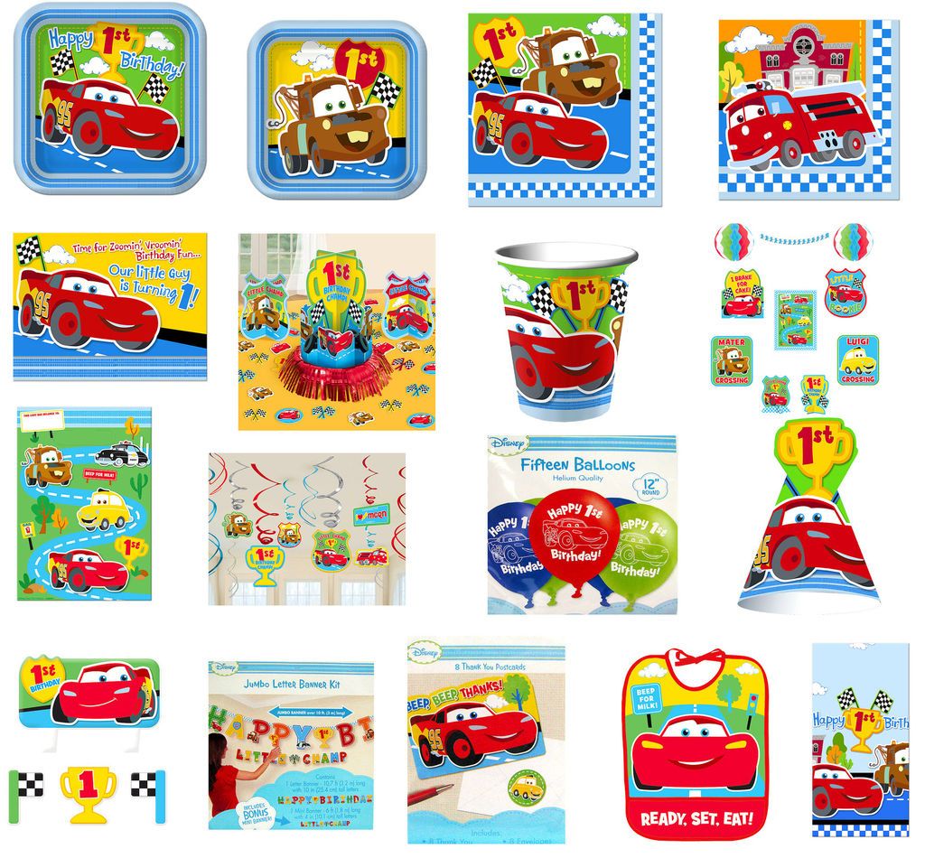 CARS FIRST 1ST Birthday Party Supplies ~ Create Your Set ~ PICK ONLY