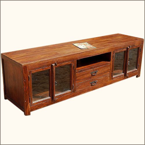 Unique Rosewood Rustic Media Entertainment Center LCD TV Stand Storage