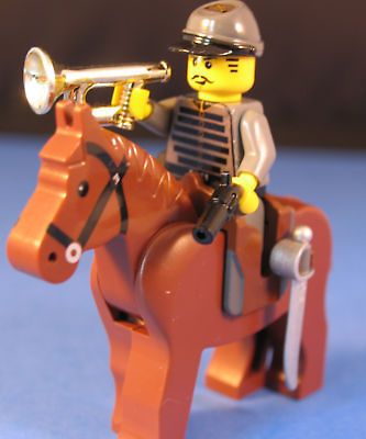 LEGO® brick custom CIVIL WAR CONFEDERATE CAVALRY +BUGLE