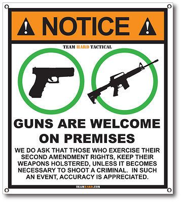 Guns Are Welcome 32x36 Banner Gun Shop Store Pistol Range Sign CCW