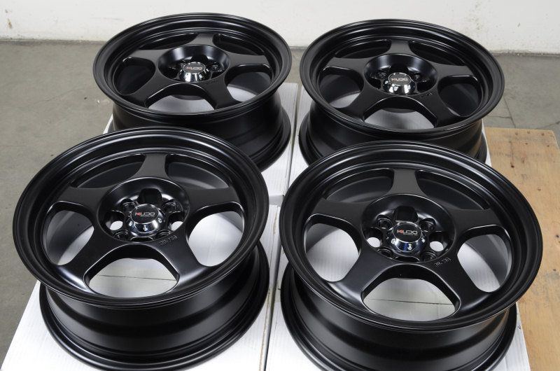 15 4x100 Matte Black Effect Wheels Protege Accent Esteem Saturn