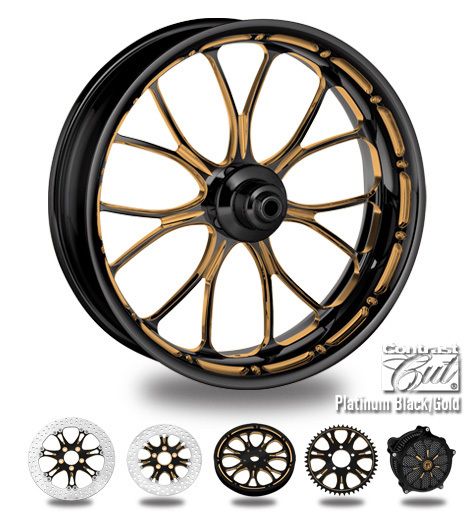 Custom Color Rims 21 Wheel Package for Harley Black Gold
