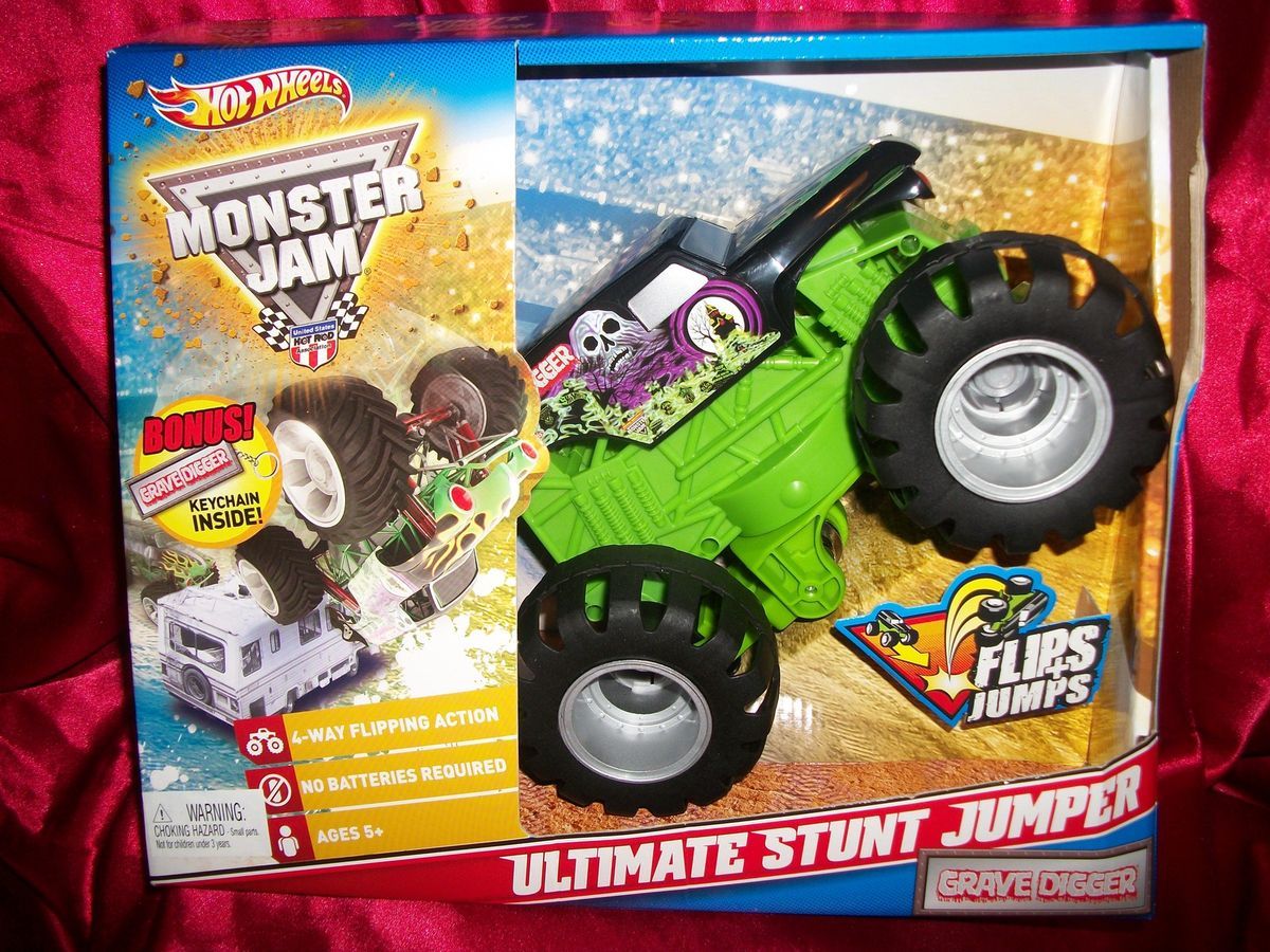 HOT WHEELS MONSTER JAM GRAVE DIGGER ULTIMATE STUNT JUMPER VEHICLE NIB