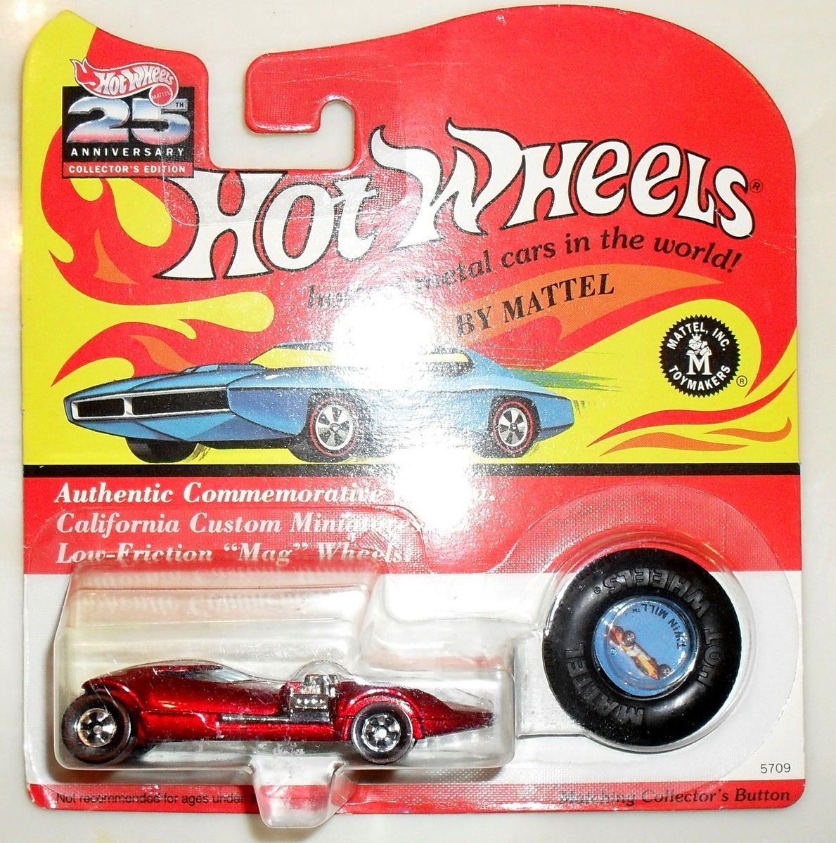 Hot Wheels 25th Anniversary Collection Twinmill w Button on Card Red