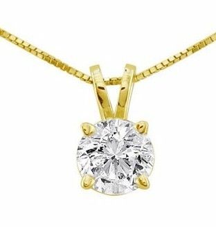 LOVELY 0 62 Cttw Diamond Solitaire Pendant Necklace in Solid 14K