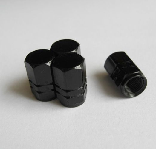 Metal Car Truck Vehicle Tire Tyre Air Valve Stems Caps Black 4pcs Set