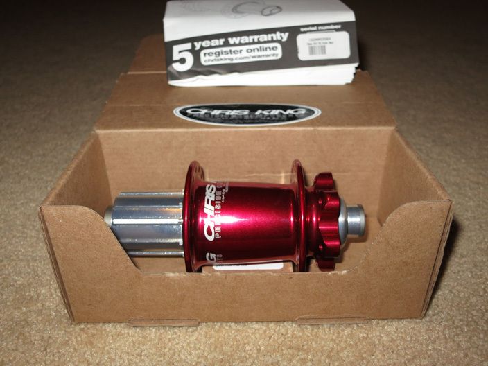 Chris King thru Axle Rear 10x135mm Disc Hub Red 32HOLE