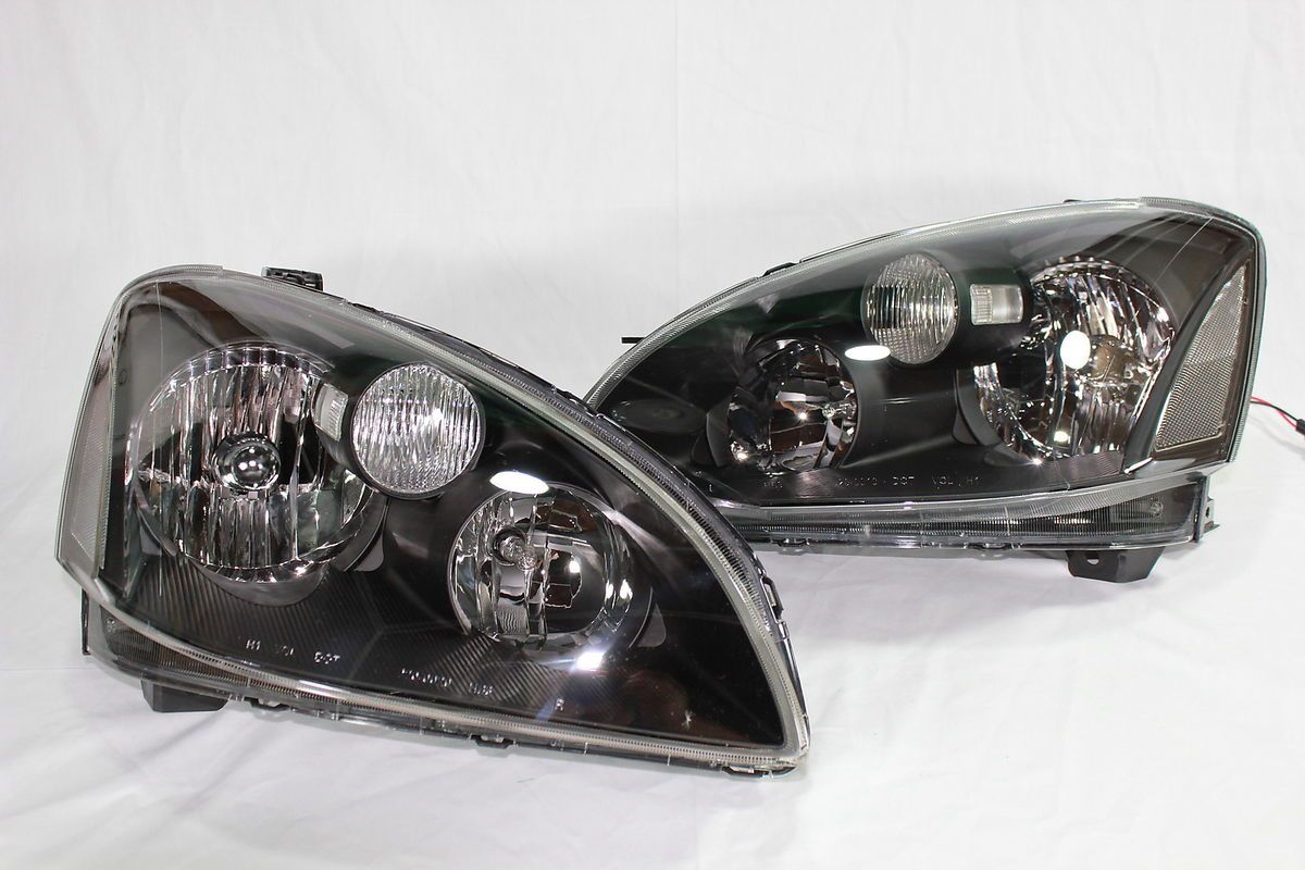 02 03 Nissan Altima JDM Black Headlights Clear Sedan