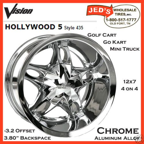 12 Chromed Aluminum Golf Rims Wheels 12x7 4x4 4x100