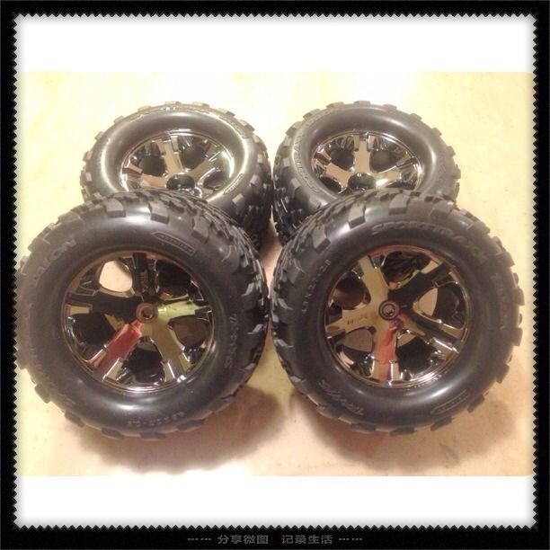  Traxxas VXL Stampede wheels Talon tires XL 5 Rustler new rims Chrome