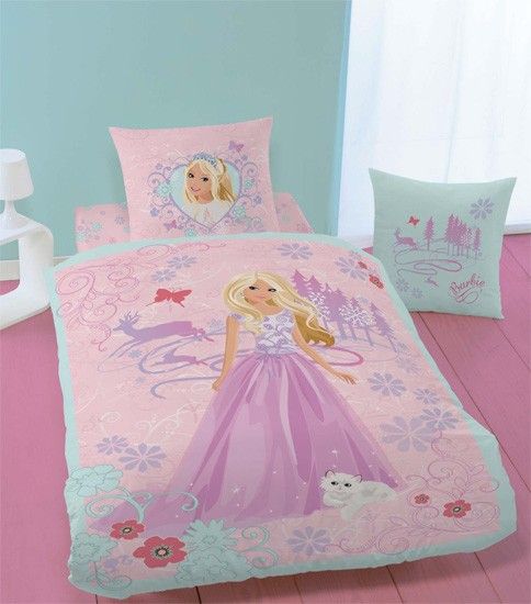 Bettwäsche Barbie Winter romantisch rosa 135 x 200 cm