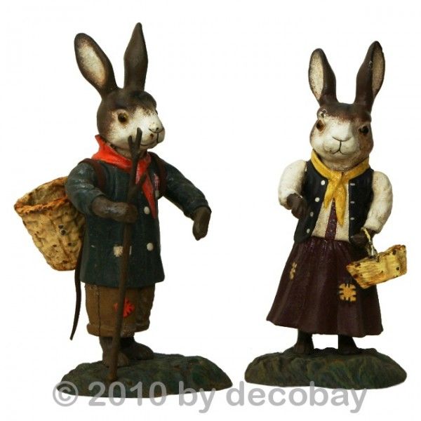 Osterhasen Figuren Frau Hase & Mann Oster Dekoration